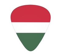 Flag of Hungary printed guitar picks, 12-piece set with thin, medium, and thick styles, comes with a storage case