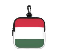 Flag of Hungary Small Waterproof Zipper Pouch-Neoprene Storage Bag for Earbuds, Keychain Clip Case