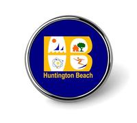 Flag of Huntington Beach California Round Brooch Pin Lapel Pins Tie Suit Dress Accessories for Men Women Wedding Birthday