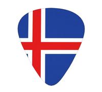 Flag of Iceland 12 Piece Guitar Pick Set Durable Non Slip Different Sizes for Electric Guitar Acoustic Guitar Ukulele