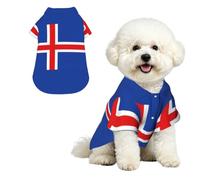 Flag of Iceland Breathable Hawaiian Dog Shirt Summer Button Up Top for Small Medium Dogs S