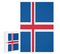 Flag of Iceland Funny Wooden Jigsaw Puzzle with Storage Box Adult Puzzles Letter on Back Gift for Family Game