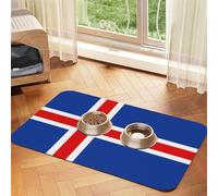 Flag of Iceland Pet Water Absorbent Faux Leather Feeding Mat 40x60cm Non Slip Durable Mat for Cat and Dog Bowls