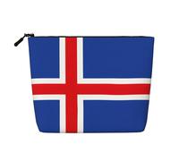 Flag of Iceland Print Cosmetic Bag for Women,Faux Linen Makeup Bag Large Capacity,Perfect for Travel Daily Use