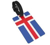 Flag of Iceland Print Luggage Tags with Detachable Wristband, Travel Bag Tags, Easy to Identify