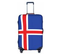 Flag Of Iceland Print Travel Elastic Suitcase Luggage Baggage Cover Protector, Washable And Anti-Scratch, White, M