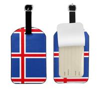 Flag of Iceland Printed PU Leather Bag Tag, Personalized Baggage Label, Privacy Flap ID Shield, for Vacation
