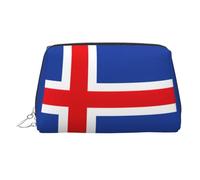 Flag of Iceland Printed Zippered Toiletry Bag, Wide Open Storage Case for Personal Care Items and Cosmetics