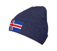 Flag of Iceland Slouchy Beanies for Unisex Winter Lightweight Knit Hat Cuffed Soft Warm Slouch Beanie Cap Navy Blue