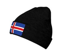 Flag of Iceland Slouchy Beanies for Unisex Winter Lightweight Knit Hat Cuffed Soft Warm Slouch Beanie Cap Black