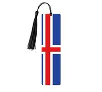 Flag of Iceland Wooden Bookmark Craft Hanging Tags Ornaments Rectangular Bookmarks with Holes and Ropes