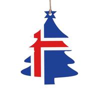 Flag of Iceland Wooden Ornament Pendant Christmas Tree Shape 1 PC for Tree, Wall and Door Decor - Vintage Style