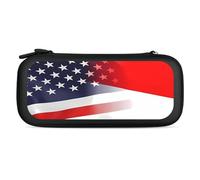 Flag of Indonesia and U.S. Storage Bag Compatible with Switch Portable Carrying Case Protector Bags with 15 Games Accessories