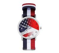 Flag of Indonesia and U.S. Wrist Watches with Scale for Men Women Casual Braided Strap Easy Reader for Work Workout