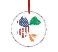Flag of Ireland And U.S.A Clovers Cute Christmas Pendants Round Glass Xmas Tree Hanging Ornaments for Home Holiday Decoration
