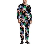 Flag of Ireland And U.S.A Clovers Men's Pyjama Sets Long Sleeve Tops & Sleepwear Pants Loungewear Lounge Outfits XS