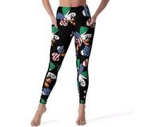 Flag of Ireland and U.S.A Clovers Women's Yoga Leggings High Waist Activewear Trousers with Pockets Comfort Workout Pants M