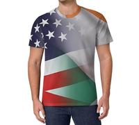 Flag of Ireland And U.S. Flag Men's T-Shirts Classic Short Sleeve Crew Neck Tee Summer Casual Tops Graphic XS