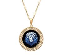 Flag of Israel Lion Jewish Israel Flag Necklace for Women Adjustable Jewelry Pendant for Mom Wife Girlfriend Gifts Golden-style