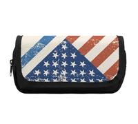 Flag of Israeli and U.S.A Cute Double Pencil Case Large Capacity Portable Zippered Pen Pouch Bag for Office Unisex
