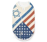 Flag of Israeli And U.S.A Funny Dog Vest Shirt Soft Comfortable Tank Top Cute Clothes for Cat Puppy