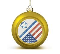 Flag of Israeli And U.S.A Shiny Christmas Ball Ornaments for Xmas Tree Hanging Balls Holiday Party Decoration 4PCS