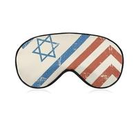 Flag of Israeli and U.S.A Soft Eye Masks for Sleep with Adjustable Strap Breathable Travel Sleeping Covers