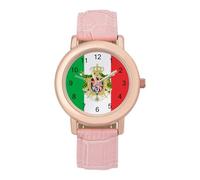 Flag of Italian Italy Women's Wrist Watch Easy Reader with Leather Strap Analog Display Wonderful Ladies Gifts