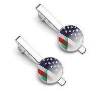 Flag of Italy And U.S. Men‘s Cufflinks Silver Tack Pins Tie Clips Necktie Bar Pinch Suit Tie Accessories
