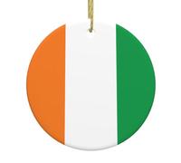 Flag of Ivory Coast Christmas Tree Ceramic Pendants, Shopping malls, supermarkets, Stores Christmas Pendants, 2.9-inch Round Pendants,