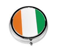 Flag of Ivory Coast Round mini Pill Box, Lightweight and Portable, with 3 Plastic Inserts, Suitable for Carrying in Pockets or Wallets.