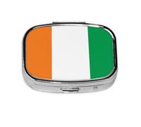 Flag of Ivory Coast Square Pill Box with Full Print Design - Portable Metal Travel Case for Vitamins & Medication, 2.2x1.6x0.7 Inch.