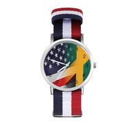 Flag of Jamaica and U.S. Wrist Watches with Scale for Men Women Casual Braided Strap Easy Reader for Work Workout