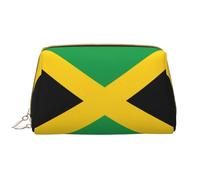 Flag of Jamaica Leather Hand-Held Zipper Makeup Bag Pen Case Stationery Box Lipstick Pouch Toiletry Bag