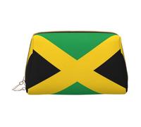 Flag of Jamaica Leather Hand-Held Zipper Makeup Bag Storage Bag Portable Lipstick Pouch Toiletry Bag