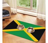 Flag of Jamaica Pet Absorbent Leather Placemat 40x60cm Beautiful Design Cat and Dog Bowl Mat Portable Storage