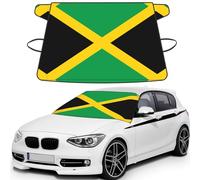Flag of Jamaica Print Car Windshield Cover for ice and Snow, Front Window Protectors with Elastic Straps&Storage Bag