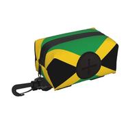 Flag of Jamaica print Dog Poop Bag Holder for Leash Doggie Waste Bag Dispenser Soft Fabric Puppy Potty Carrier