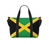 Flag of Jamaica print Gym Bag for Women,Carry on Weekender Overnight Duffle Bag,Personal Item Tote Bag, Black, One Size