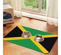 Flag of Jamaica Print Pet Absorbent Leather Tablecloth for Dogs Cats,Pet Food Mat Leather Feeding Mat for Dogs Cats