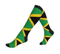 Flag Of Jamaica Print Sport Compression Socks,Womens Running Socks,Football Socks,Thigh High Socks