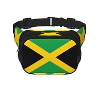 Flag of Jamaica Print Square Double Layer bag Waist Bag Trendy Pack Travel Bag with Adjustable Bel, Black, One Size