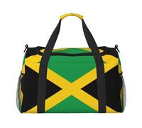 Flag of Jamaica print Travel Duffle Bag Gym Bag for Women,Puffer Tote Bag,Weekender Overnight Bag Organizer, Black, One Size