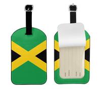 Flag of Jamaica Printed PU Leather Bag Tag, Personalized Baggage Label, Privacy Flap ID Shield, for Vacation