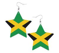 Flag of Jamaica Prints Leather Star-Shaped Earrings Lightweight And Stylish Accessories For Parties Dances And Everyday Life.