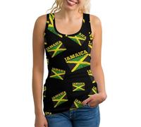Flag Of Jamaica Tank Tops Women Sleeveless Casual Crew Neck Slim Fit Yoga Sports Shirt Summer Ladies Tops M