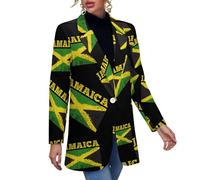 Flag of Jamaica Women's Blazer Suit Button for Ladies Long Sleeve Jackets Business Casual Work Coat M