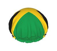 Flag of Jamaica Women's shower cap, waterproof, reusable, with washable elastic cord, suitable for long hair and braids, ideal for showering.