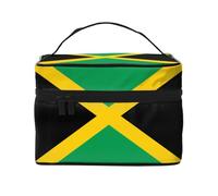 Flag of Jamaica Women's travel cosmetic bag, (9x6.5x6.2 inches) portable large capacity cosmetic bag, large cosmetic bag storage bag for girls, Black, One Size