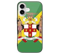 Flag of Jamaican Printed Phone Case Cute Slim Glass Cellphone Protective Cover Unisex Compatible with iPhone 16/16 Plus/16 Pro/16 Pro Max/16 E
